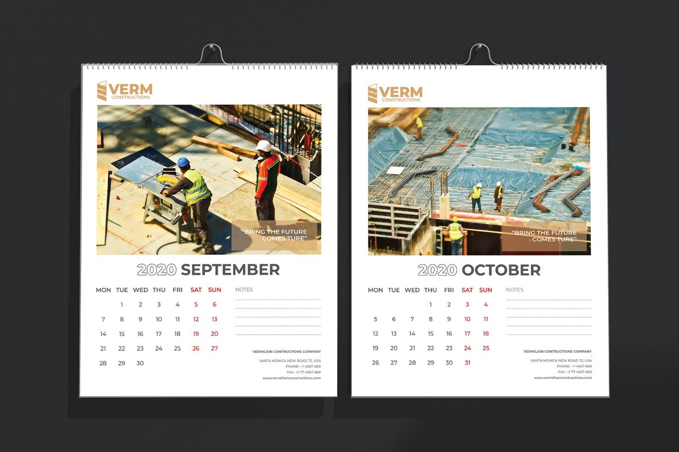 2020年建筑主题台历&挂墙日历表设计模板 Construction Wall & Table Calendar 2020插图(7)