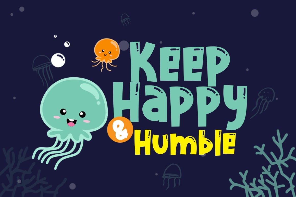 可爱水母体英文装饰无衬线字体下载 Cute Jellyfish插图3