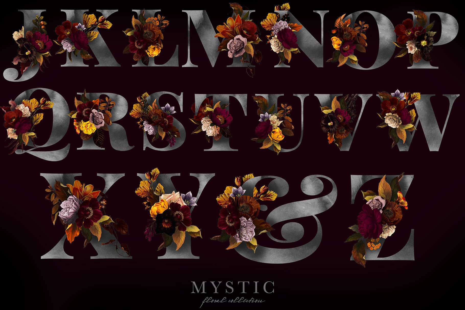 神秘花卉剪贴画艺术收藏 Mystic Floral Collection Clip Art插图2