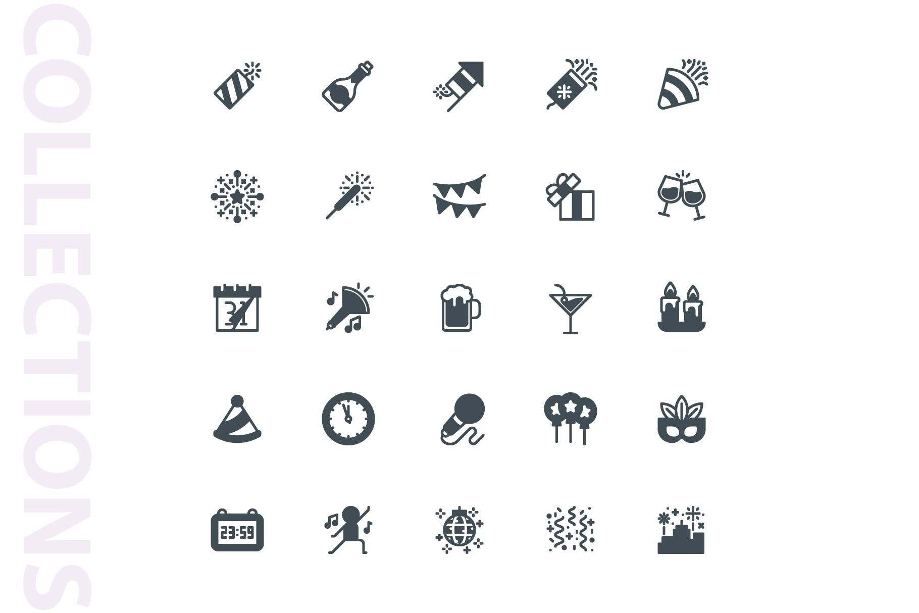 25枚新年主题矢量字体图标 New Year Glyph  Icons插图(3)