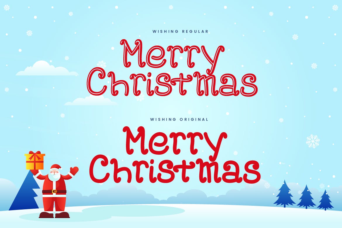 卷曲装饰圣诞节日设计字体下载 Wishing – Curly Decorative Christmas Font插图(1)
