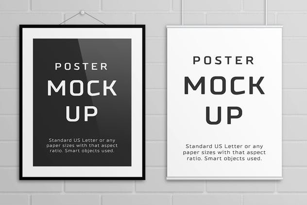 美国信纸规格海报设计样机模板 Poster Mock Up – US Letter插图(3)