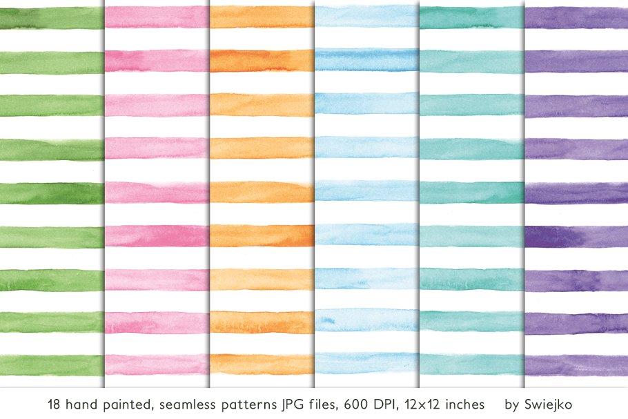 彩色水彩无缝图案纹理 Pastel Watercolor patterns, seamless插图(1)