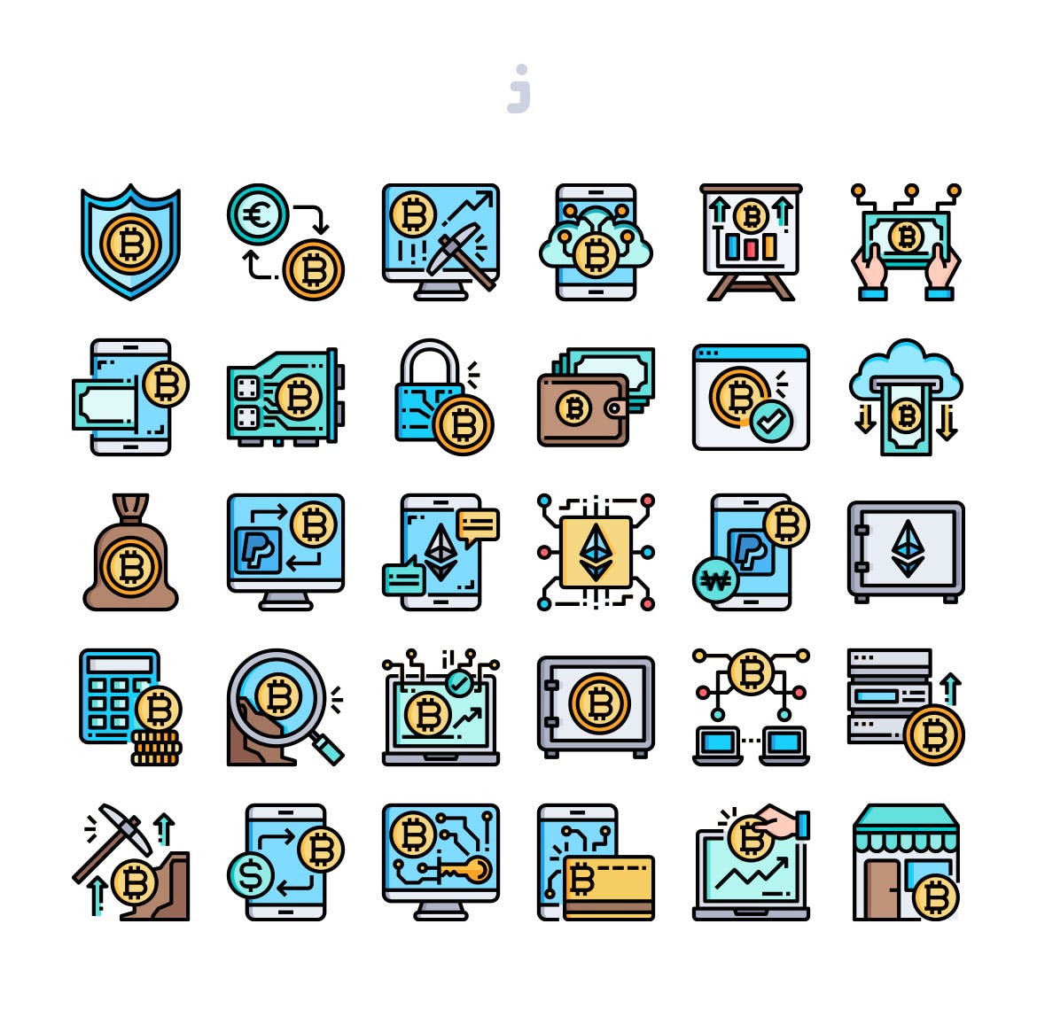 30枚加密货币主题矢量图标 30 Cryptocurrency Icons插图(1)