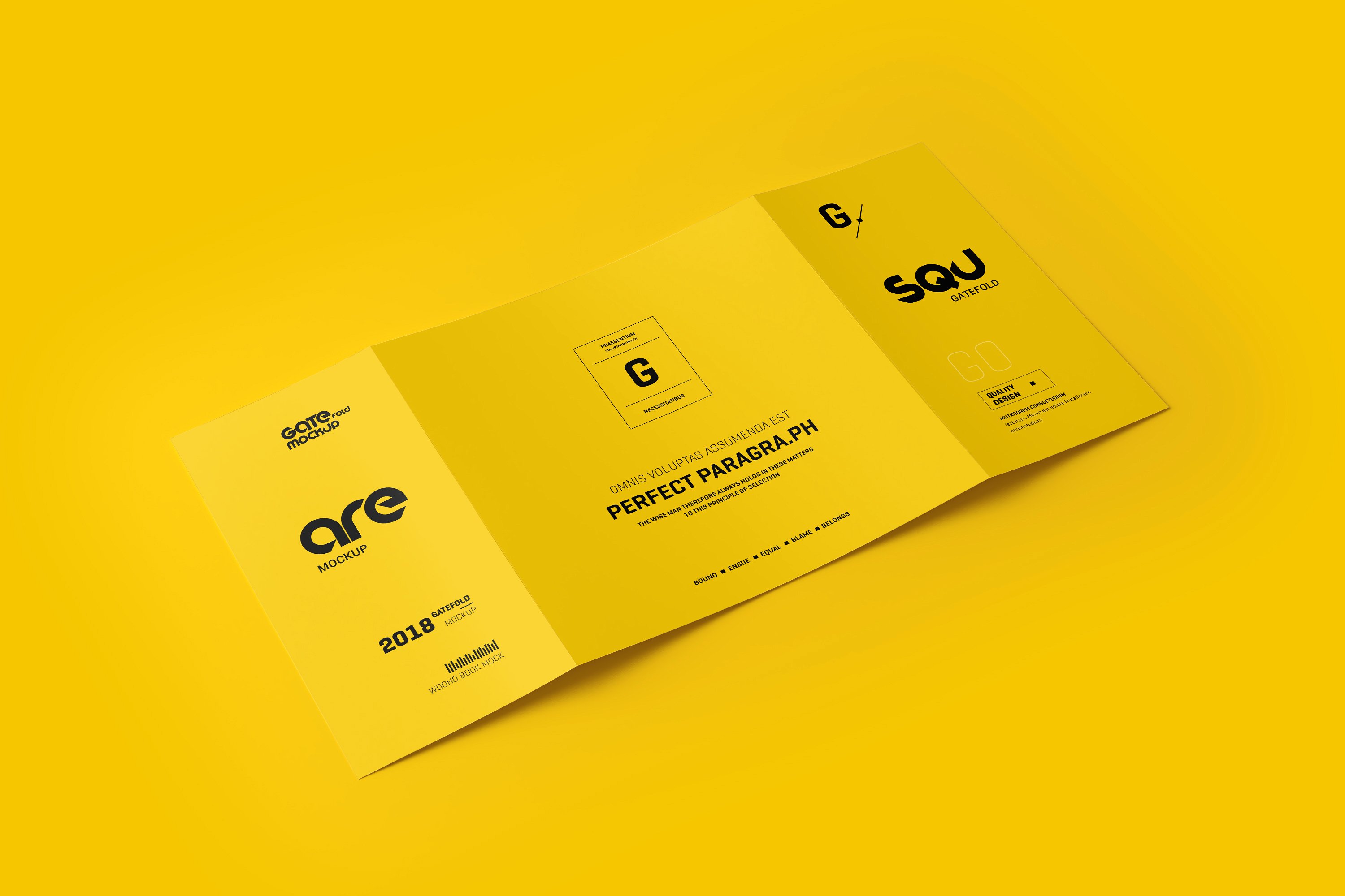 方形折页小册子展示样机下载 Square Gatefold Brochure Mockup-[psd]插图(8)