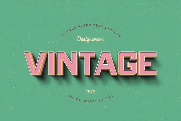 14个复古风格立体特效PS字体样式 14 Vintage Retro Text Effects插图(1)
