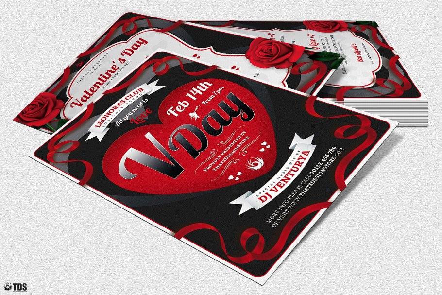 情人节主题传单活动目录PSD模板v8 Valentines Day Flyer+Menu PSD V8插图(3)