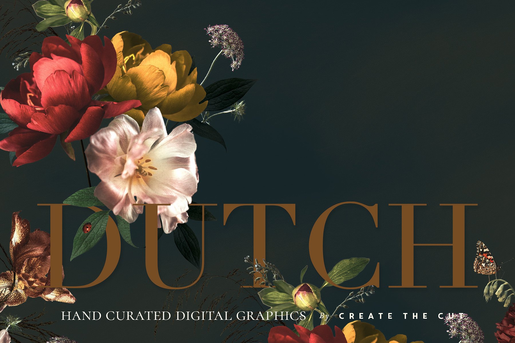 传统色彩荷兰花卉剪贴画 Vintage Floral Clip Art – Dutch插图10