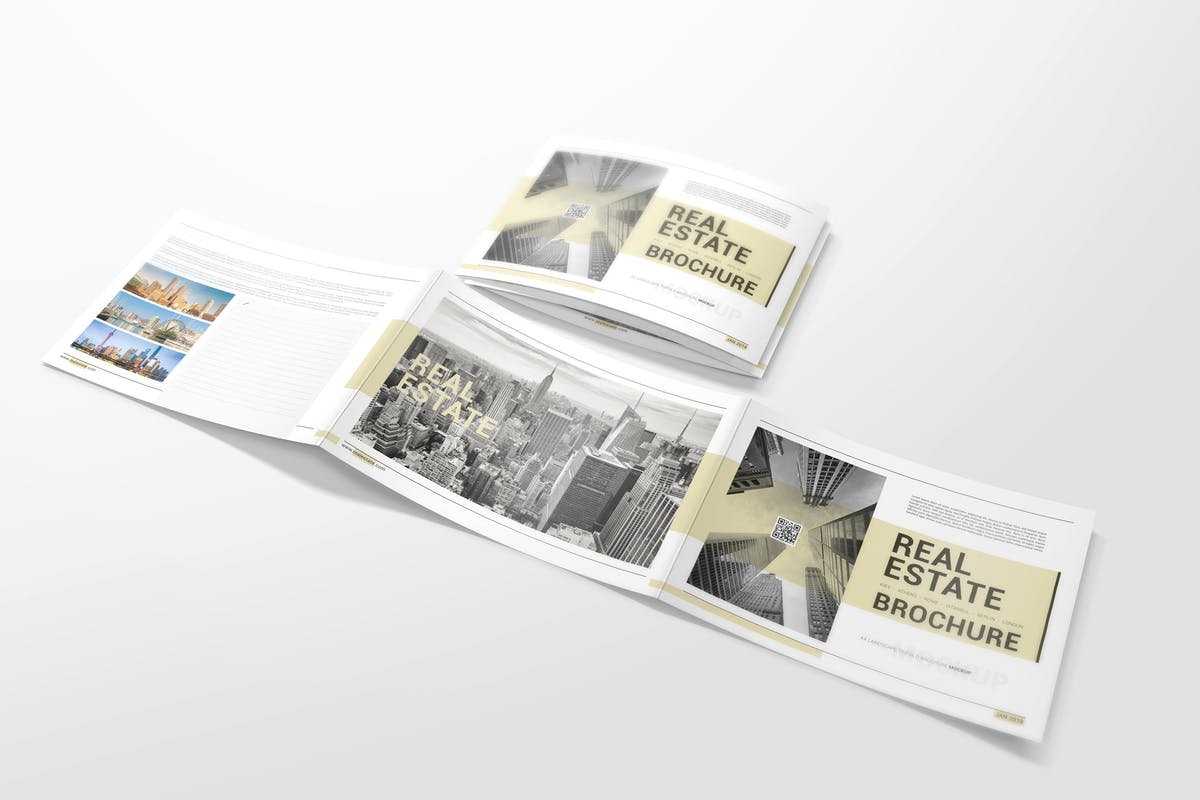 时尚简约A4三折宣传册样机 A4 Trifold Brochure Mockups插图