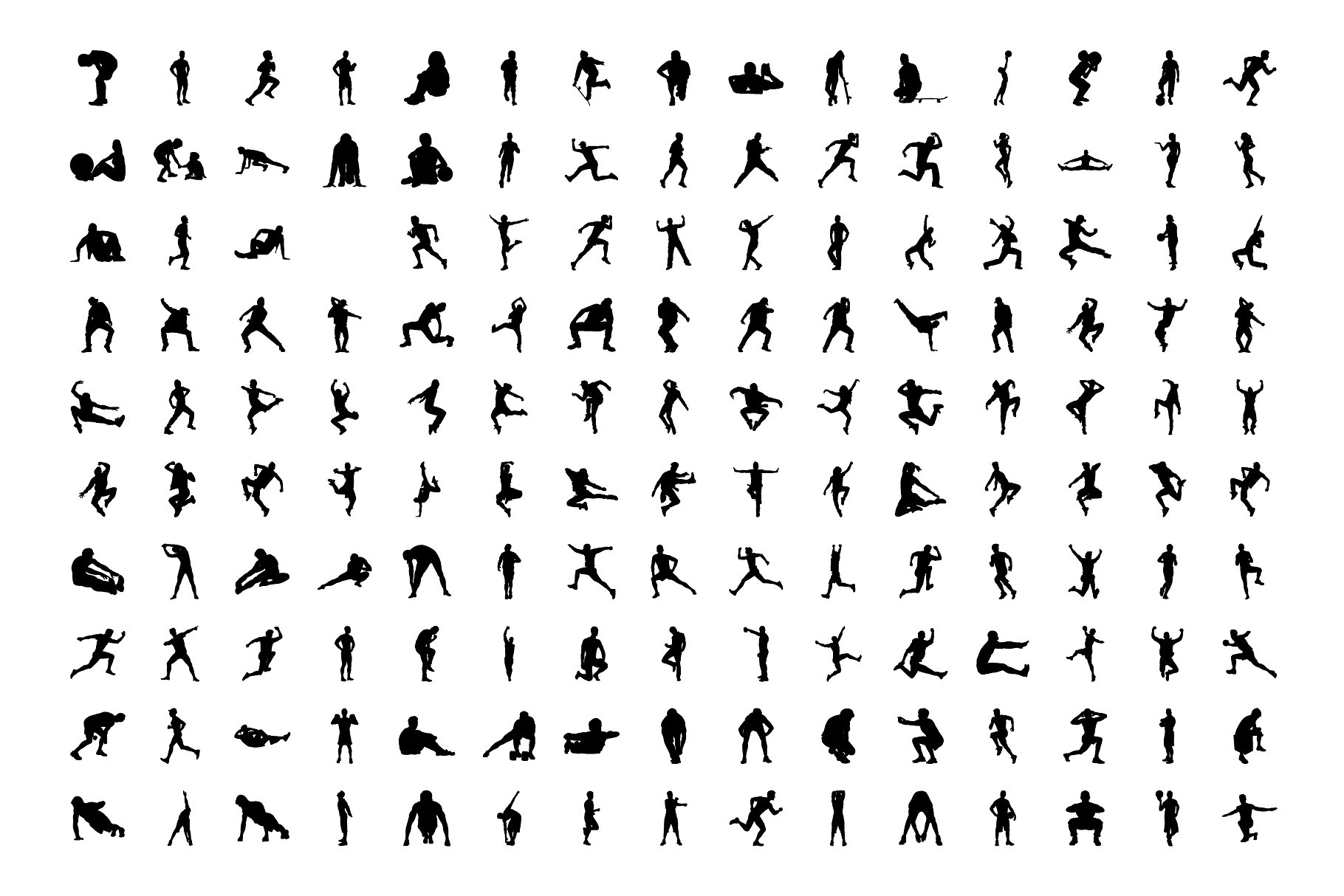 928个体育运动人体姿势矢量剪影 928 Sports Silhouette Vectors插图(5)