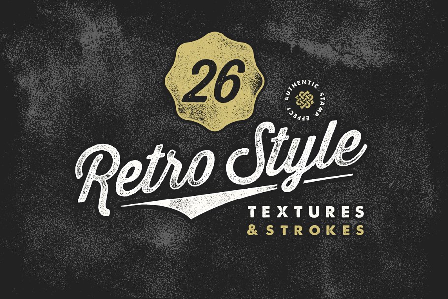 复古邮票纹理和笔刷素材包 Retro Stamp Textures & Brush Pack插图