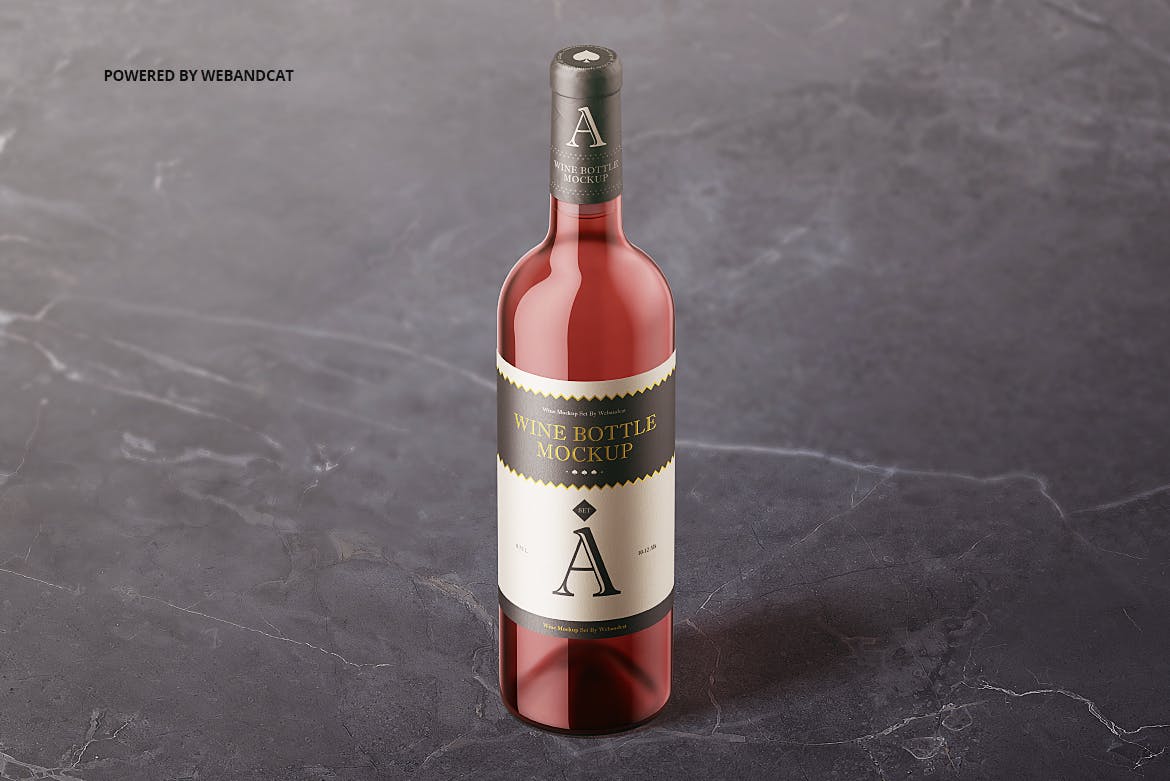 洋酒/葡萄酒酒瓶外观设计效果预览样机 Wine Bottle Mockup插图(4)