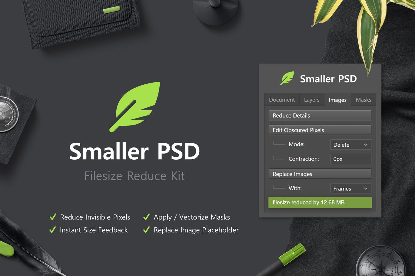 PSD文件无损压缩瘦身利器 Smaller PSD – Filesize Reduce Kit插图