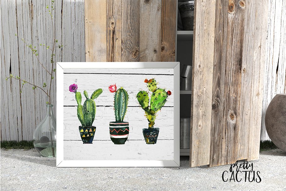 仙人掌水彩剪贴画 Pretty Cactus Watercolor Clipart Set插图7