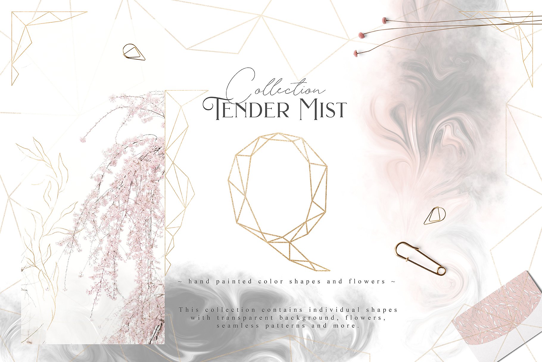 淡雅柔和的灰粉设计元素合集 Tender Mist Collection Pro插图