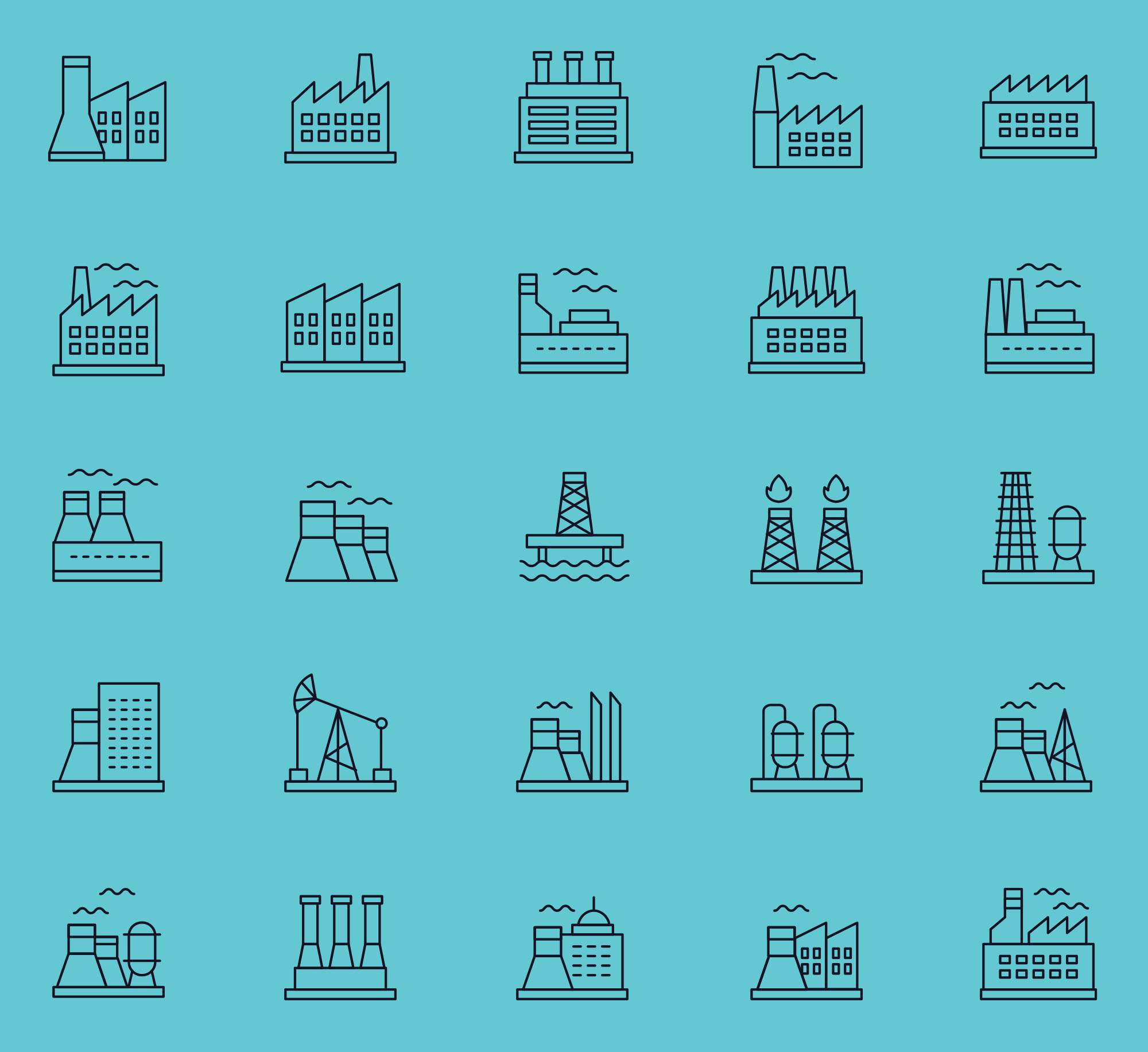 25枚建筑线性图标设计素材 25 Free Industry Icons插图(1)