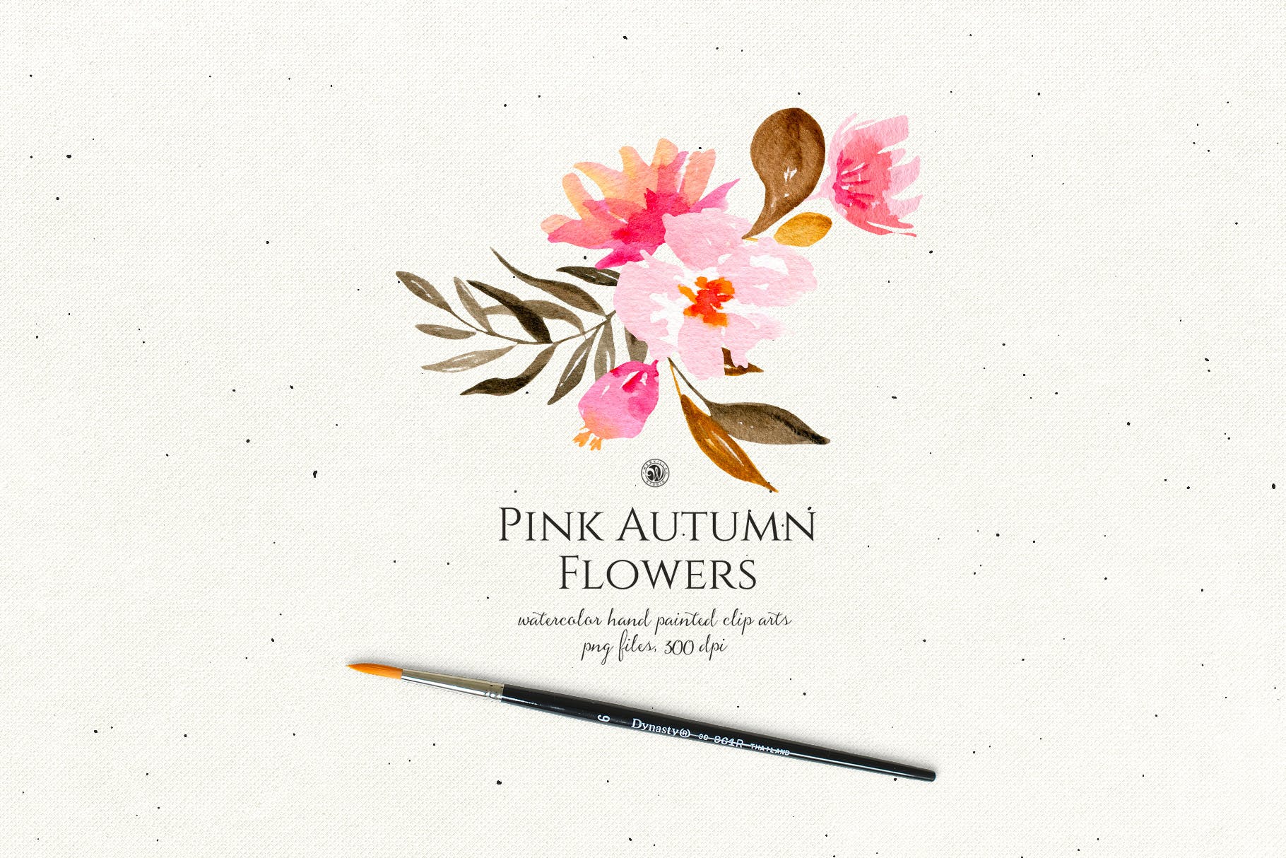 秋天粉色手绘花卉插画PNG素材v2 Pink Autumn Flowers vol.2插图(3)