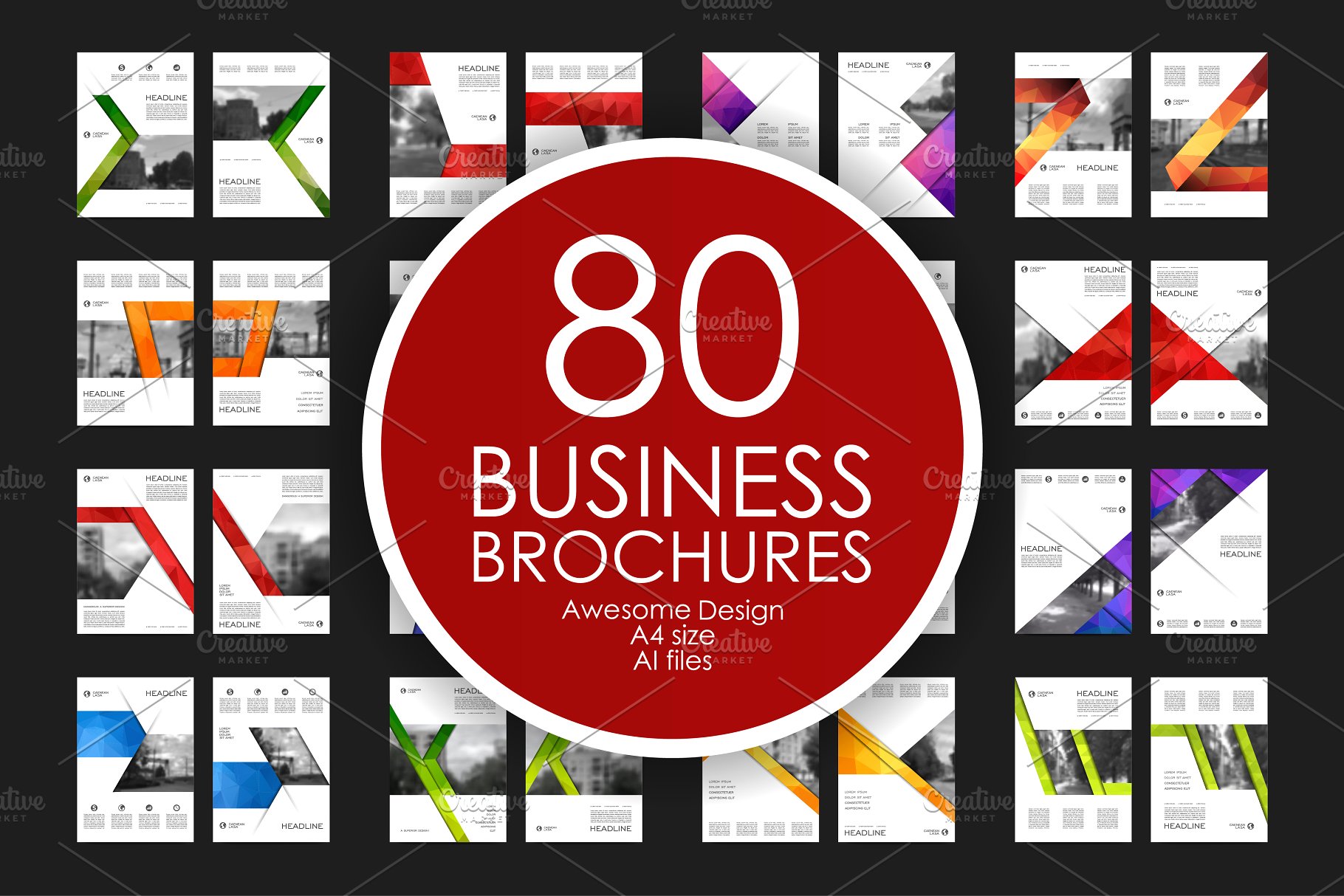 极力推荐：80款企业多用途宣传小册子模板 Business Brochures Bundle插图
