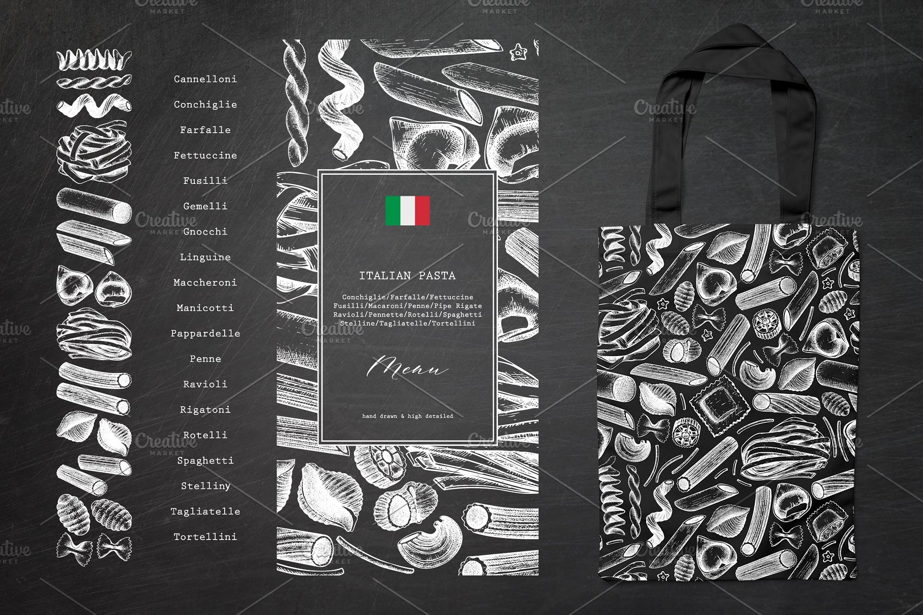 意大利面食和通心粉矢量插画 Vector Pasta & Macaroni Collection插图6