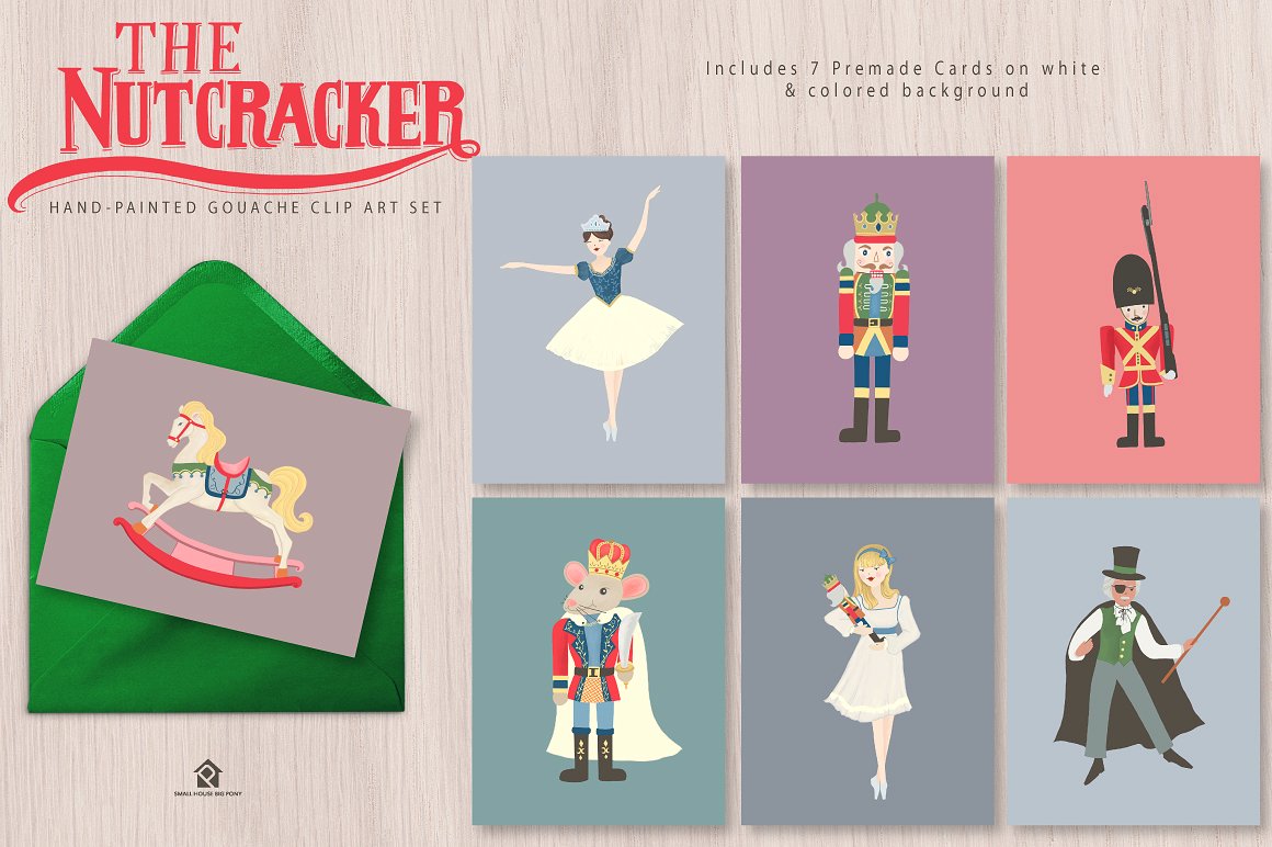 手绘胡桃夹子芭蕾舞童话水粉插画 The Nutcracker Ballet Clip Art Set插图(5)