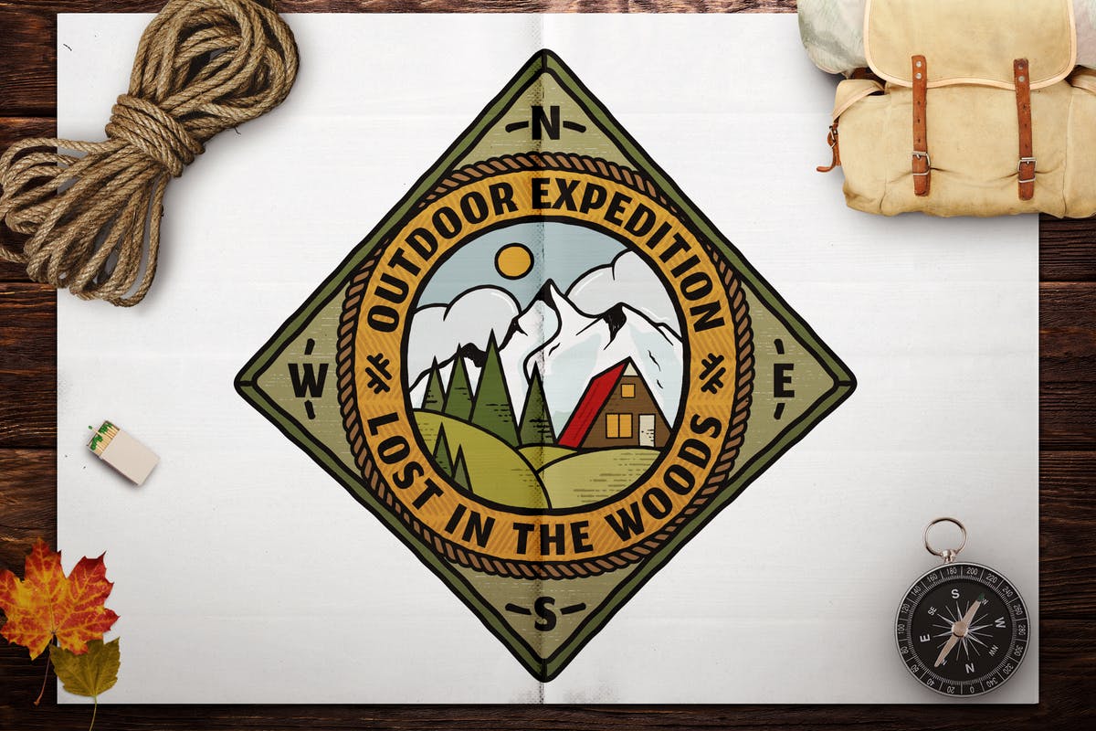 复古风格户外运动Logo模板v2 Retro Travel Emblem / Vintage Camping Logo / Patch插图