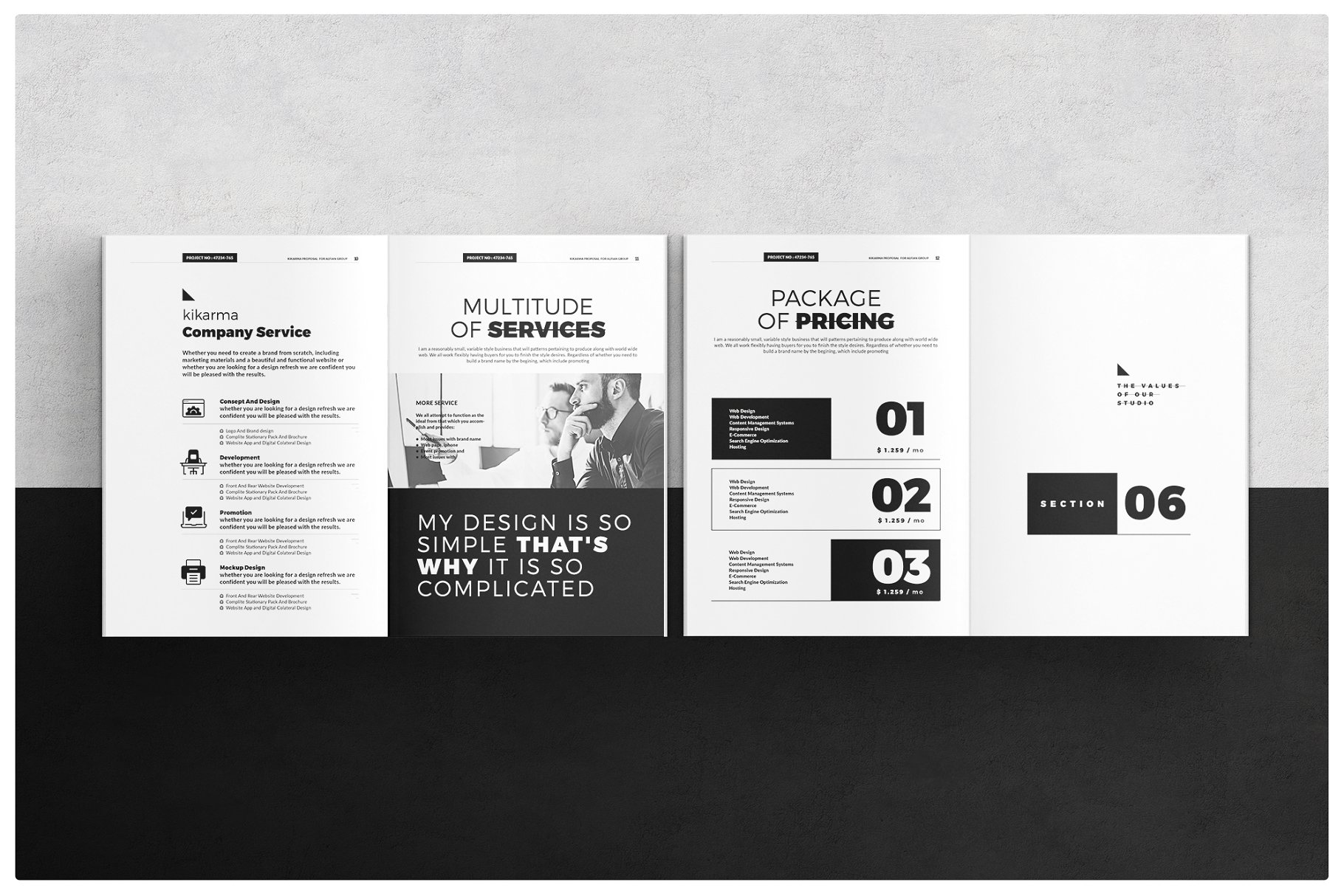 黑白风产品品牌企业画册设计模板 Proposal Template插图(5)