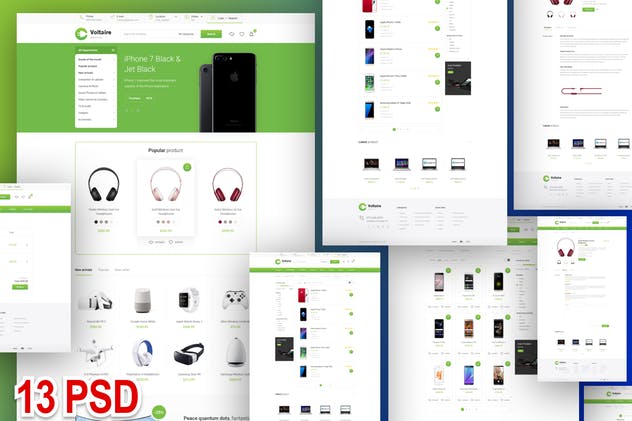 数码电子商城平台设计PSD模板 Voltaire – e-commerce and business PSD template插图(1)