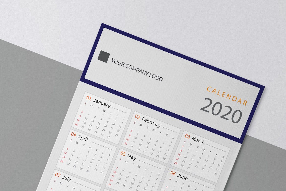 简约设计2020日历表年历设计模板 Creative Calendar Pro 2020插图(1)