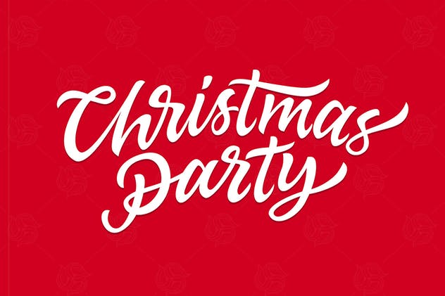 圣诞节快乐英文手绘字体矢量图形 Christmas Party – vector hand drawn lettering插图(1)