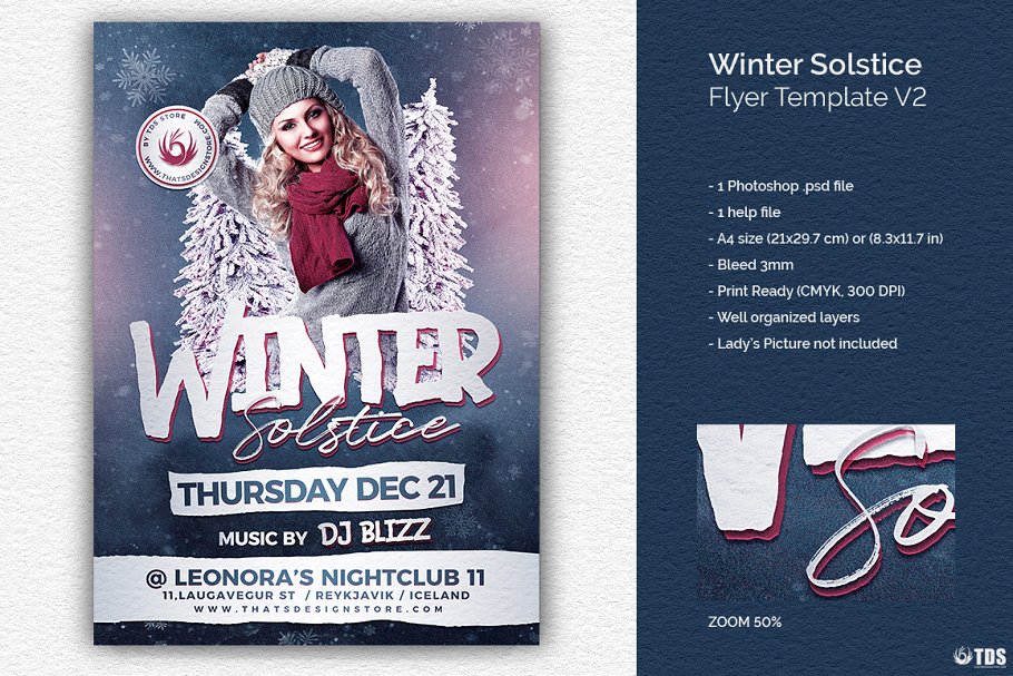 冬日主题活动海报设计PSD模板v2 Winter Solstice Flyer PSD V2插图