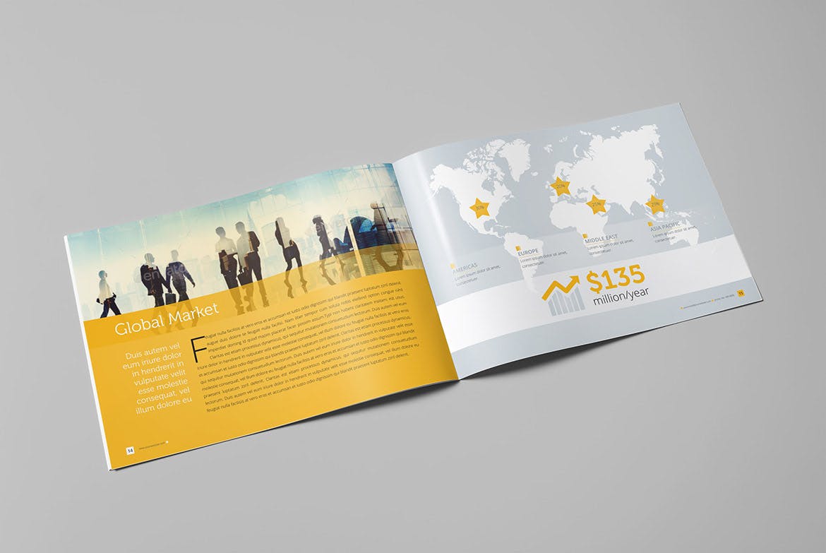 简约设计风格公司宣传画册版式设计模板 Clean Business Landscape Brochure插图(8)