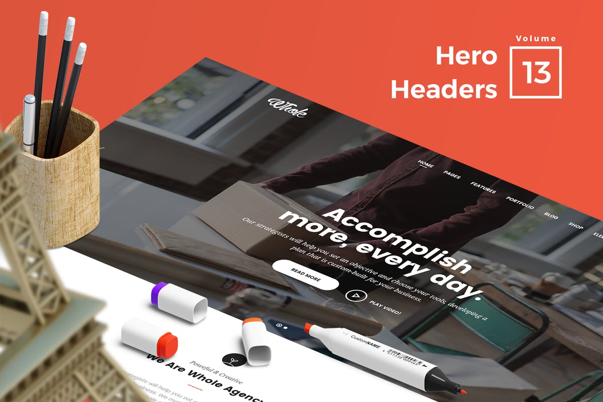 网站头部设计巨无霸Header设计模板V13 Hero Headers for Web Vol 13插图