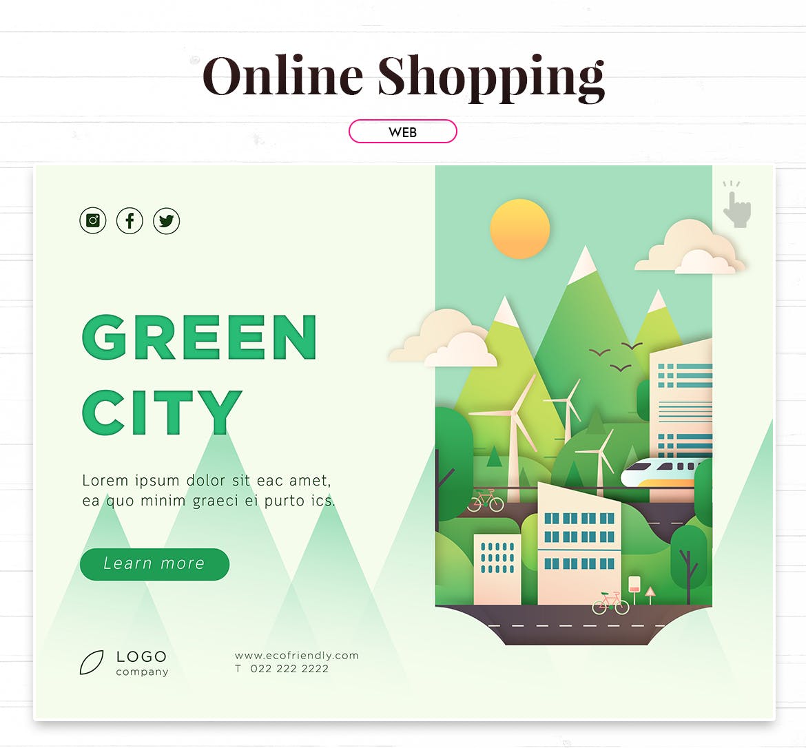 生态城市平面布局矢量概念插画 Eco city illustration with graphic layout插图1
