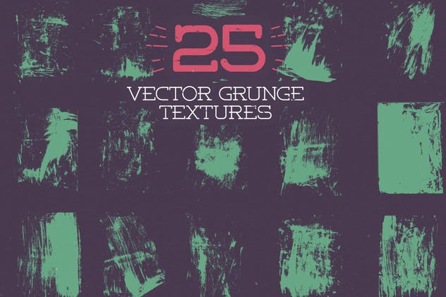 矢量粗糙Grunge风格纹理素材 25 Vector Grunge Textures插图1