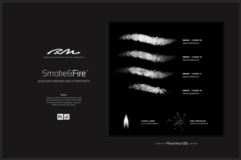 RM精品：烟雾&火焰图形图案PS笔刷 RM Smoke & Fire插图2