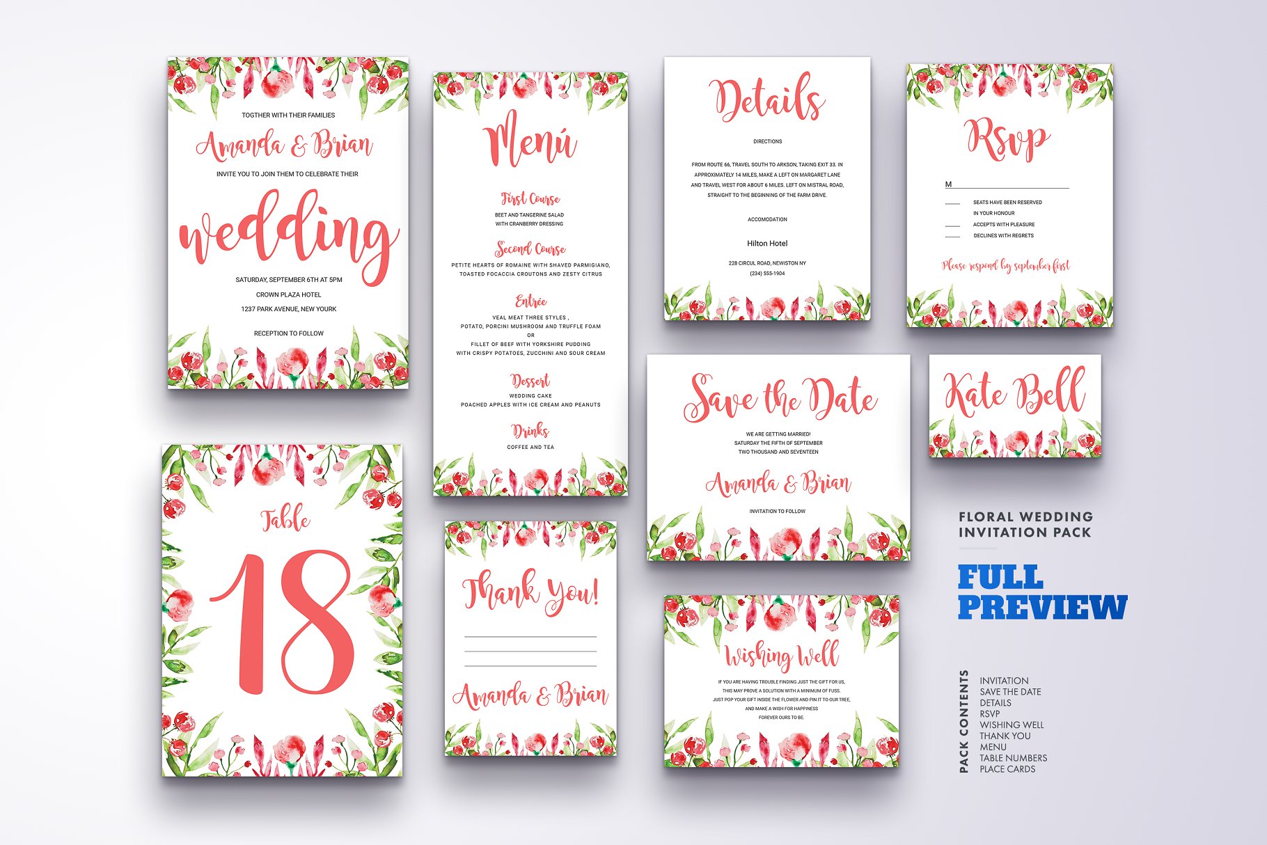 花卉装饰婚礼婚庆设计物料模板大集结[1.42GB] Floral Wedding Invitation Bundle插图14