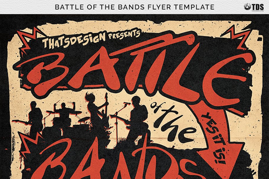 摇滚乐队音乐表演宣传传单PSD模板 Battle of the Bands Flyer PSD插图6