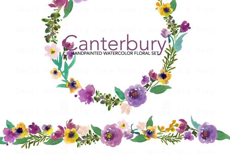 坎特伯雷-水彩剪辑艺术集 Canterbury- Watercolor Clip Art Set插图3
