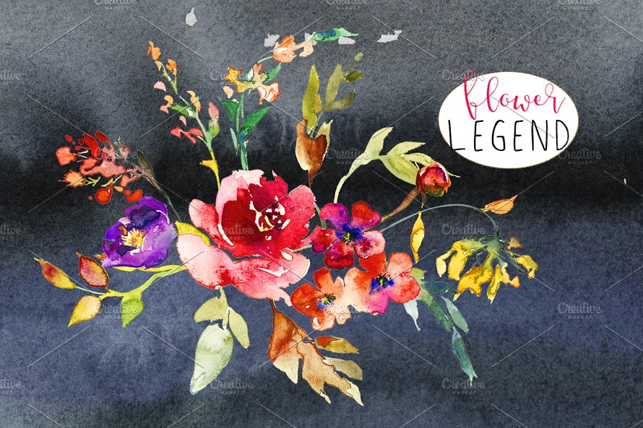 红牡丹花水彩剪切画（元素、花束&花圈） Watercolor Red Peony Flowers Clipart插图(10)