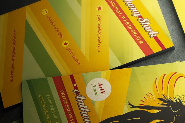 天使图案创意名片设计模板 Woman Business Card Design – 6 color versions插图1