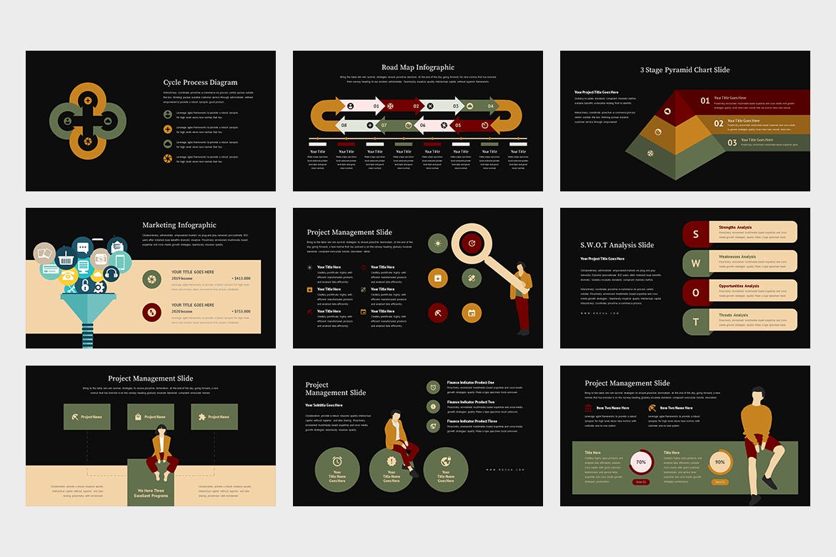 市场分析/市场调研报告PPT模板下载 Rozua : Vector Infographic Business Powerpoint插图8