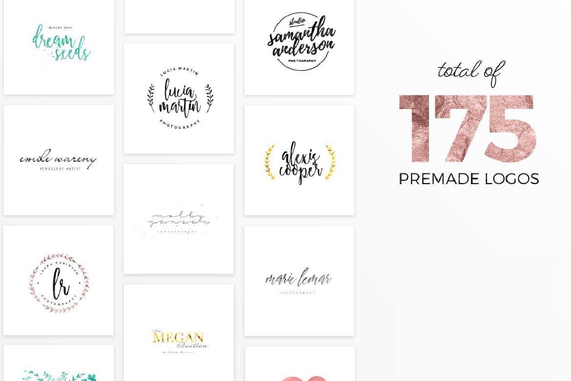 女性时尚品牌Logo设计模板合集[175个Logo模板+27种肌理纹理] The Humongous Girlpreneurs Logo Pack插图(9)
