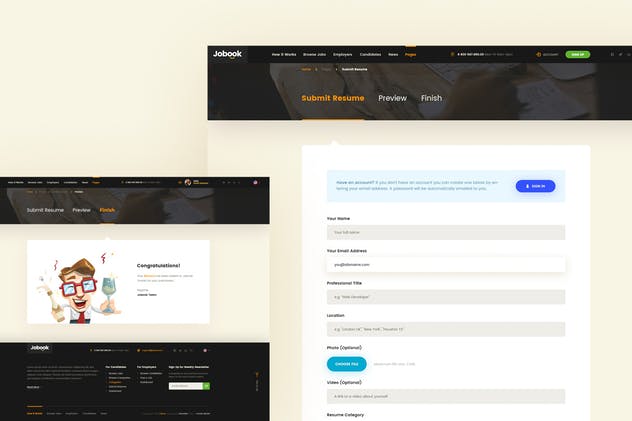 创意招聘网站设计PSD模板 Jobook – A Unique Job Board Website PSD Template插图(10)