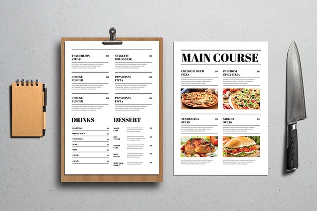 新闻报纸版式设计菜单设计模板 Newspaper Style Food Menus插图(4)