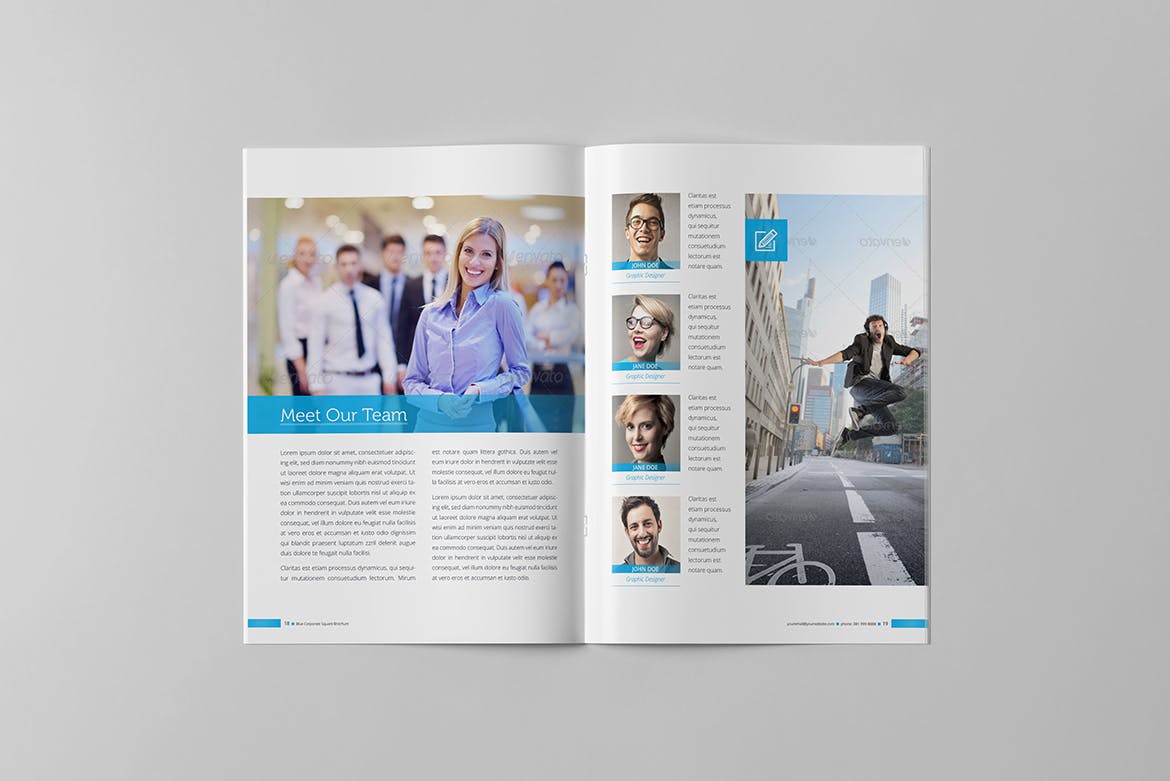 蓝色背景信息科技公司企业画册设计模板 Blue Corporate Brochure插图(9)