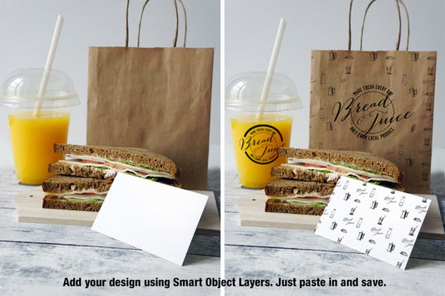 咖啡馆品牌VI设计样机模板 Sandwich Cafe Mockup插图(1)