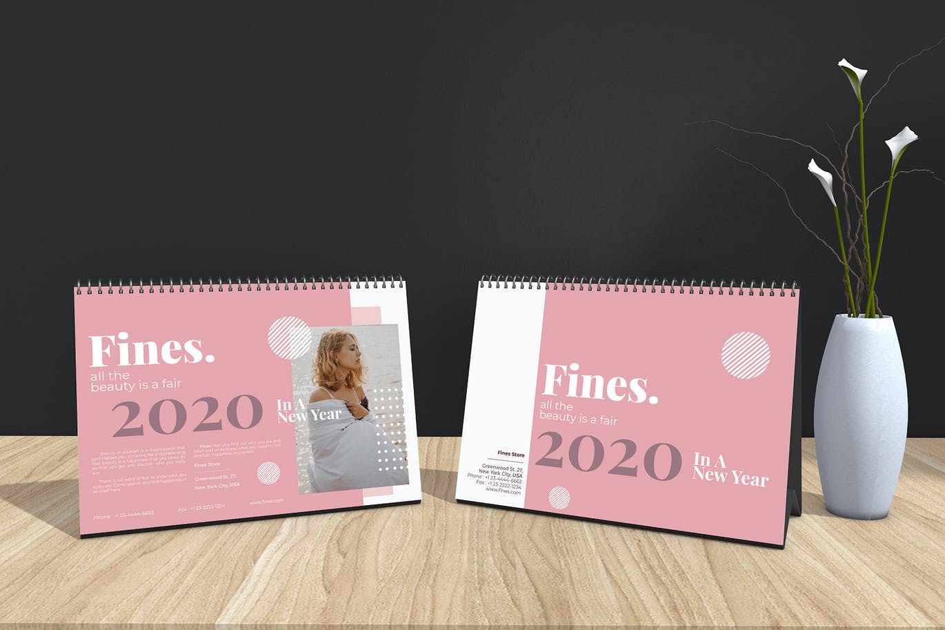2020年时尚活页台历设计模板 Fines – Fashion Table Calendar 2020插图(1)