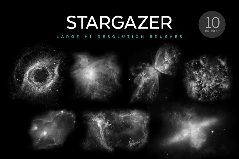 天文照片后期处理PS笔刷 Stargazer Photoshop Brushes插图(1)