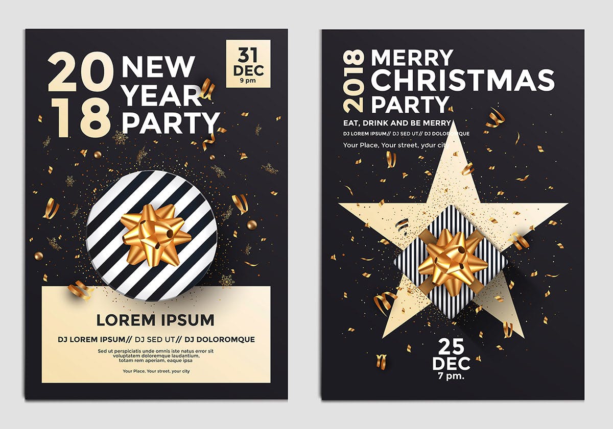 浓厚节日氛围圣诞节派对活动传单海报设计模板合集 Set of 10 Christmas Party Flyer Templates插图(10)