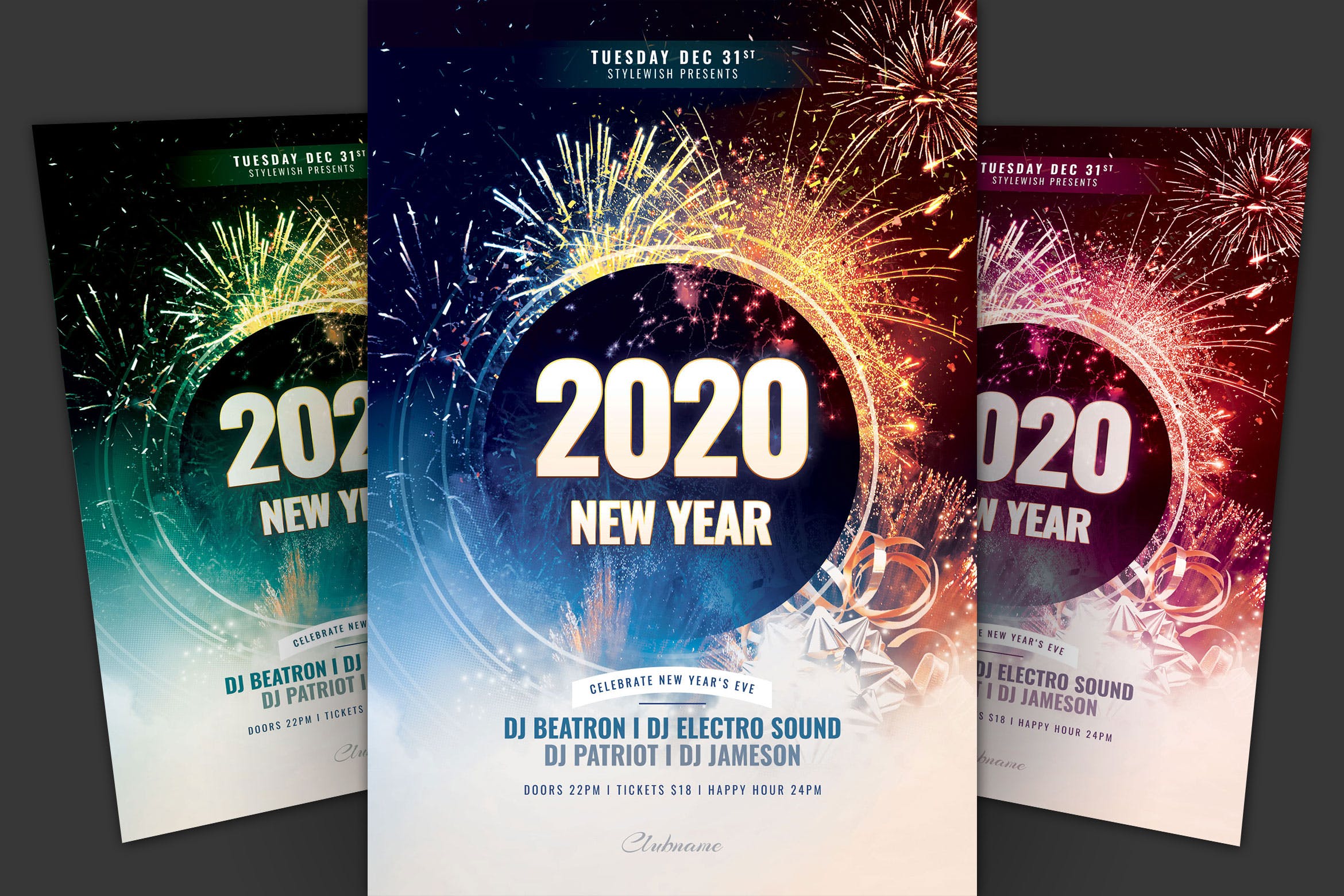 2020新年前夜倒计时主题活动海报传单模板 New Year Flyer插图